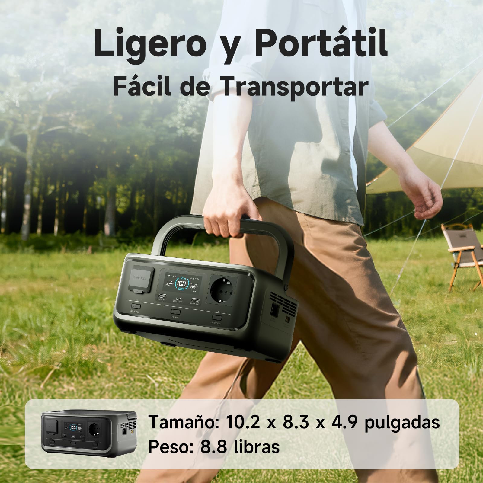 ALLPOWERS VOLIX P300 Estación de Energía Portátil 300W(600W pico) con UPS,Batería LiFePO4 256Wh,Carga Rápida PD 100W,Carga Rápida 80% en 1h,MPPT 110W Máx.Ideal para Casa,Camping y Autocaravanas
