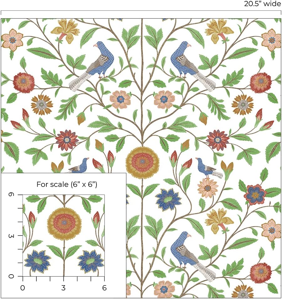 NextWall Bird Toile Peel and Stick Wallpaper (White)