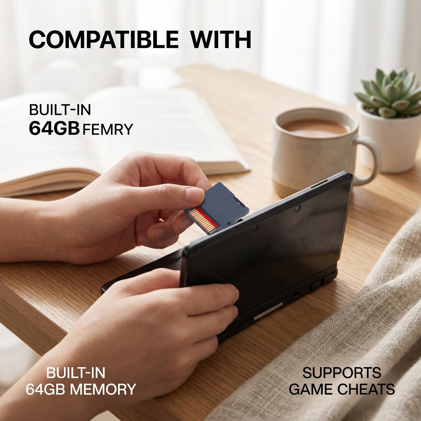 Fabater Scheda Flash per Videogiochi per Console NDSS 2DS 3DS Videogioco Personalizzabile, Scheda di Memoria Flash con Memoria Integrata da 64 GB (BLACK)