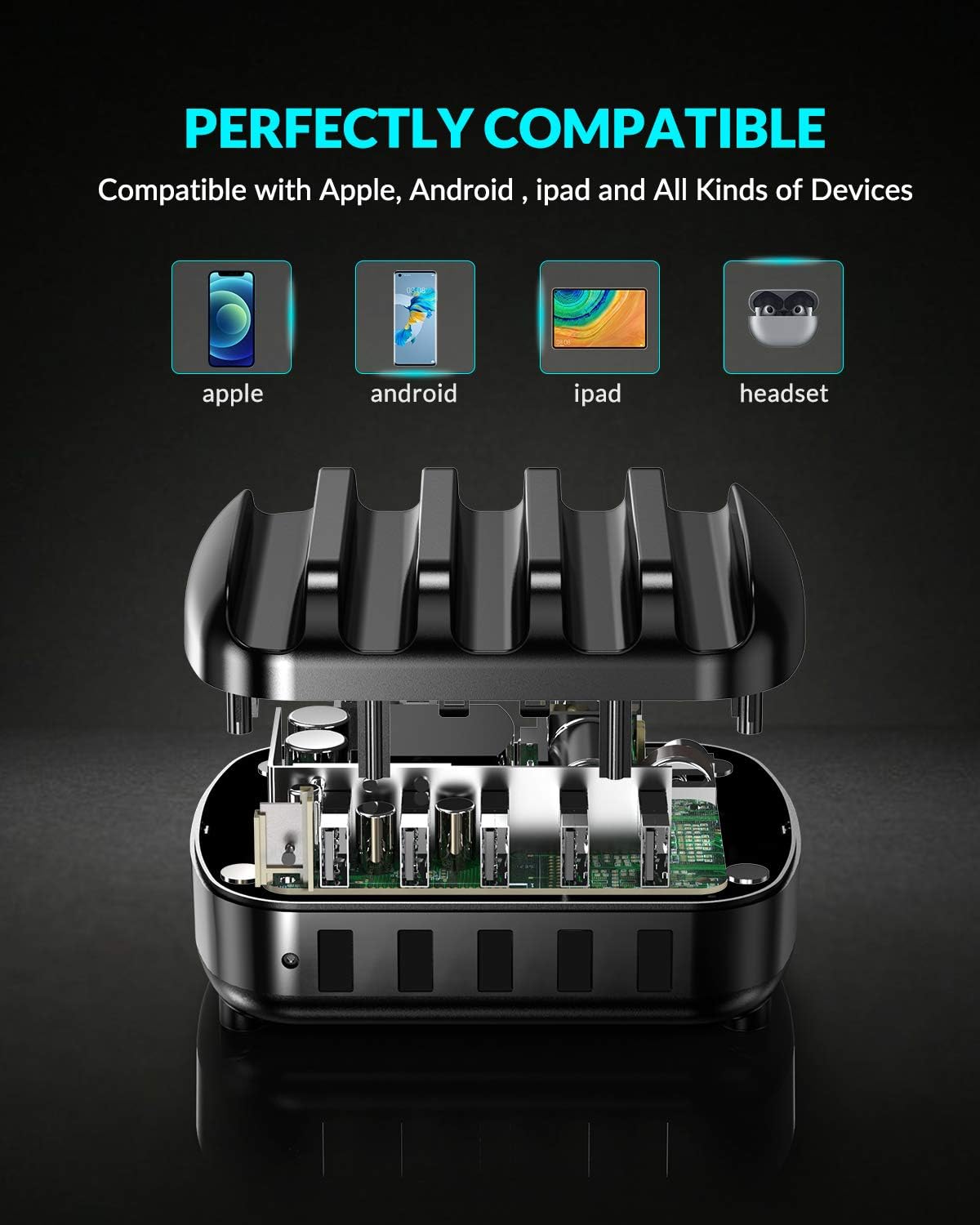 ORICO charging station showing compatibility with various devices