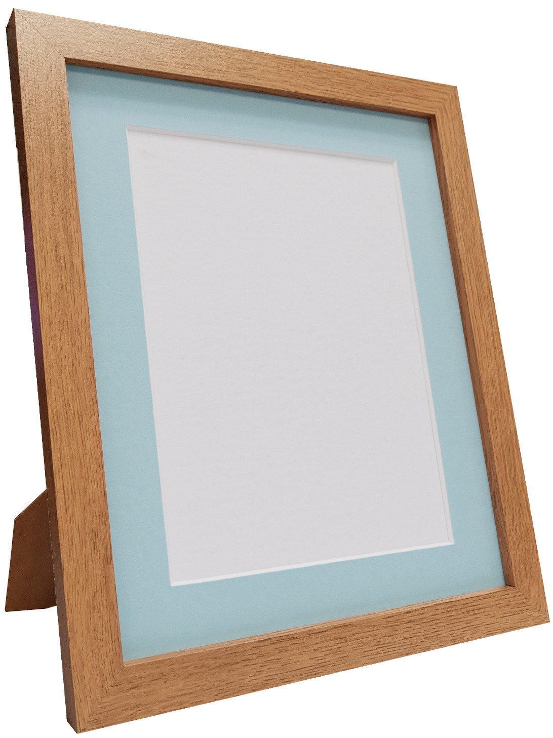 Q7 Picture Photo Frame, Oak with Blue Mount, 14 x 11 Inch Image Size A4