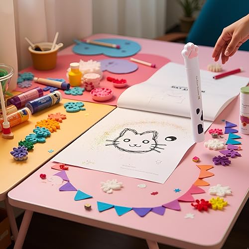 Miniatura 2 de Tijeras de pata de gato blanco, tijeras de bolsillo plegables Tijeras multifuncionales para manualidades, cortadores de mano kawaii, mini arte