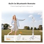 K&F CONCEPT Léger 71 inch Magnétique Selfie Stick Tripod 1.8m Porte-téléphone portable extensible avec télécommande, 3-Axis Rig en aluminium Vlog pour iPhone 17 16 15 14 Pro Max MS18