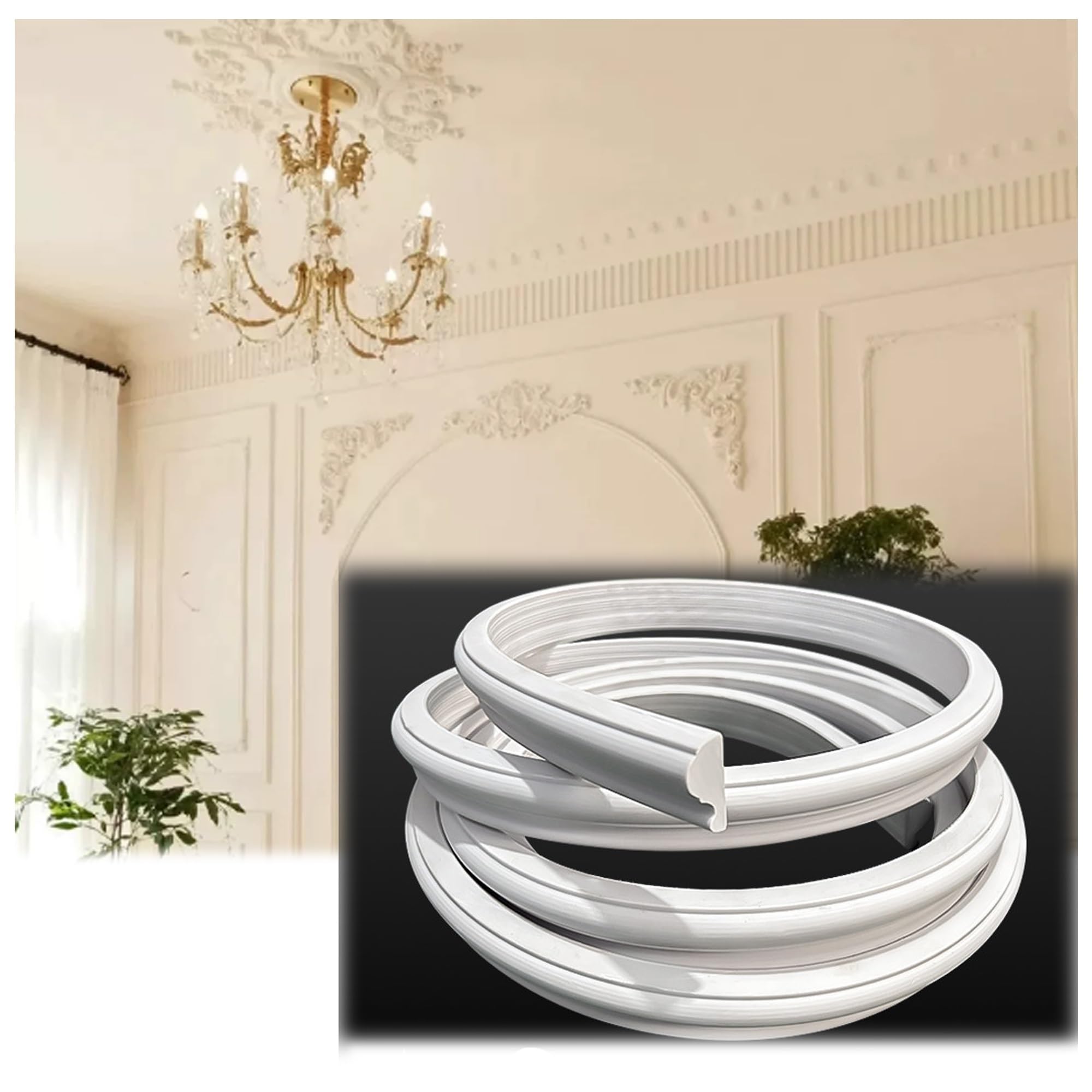 Moldura de PVC decorativa y curvada para proyectos de bricolaje en arcos