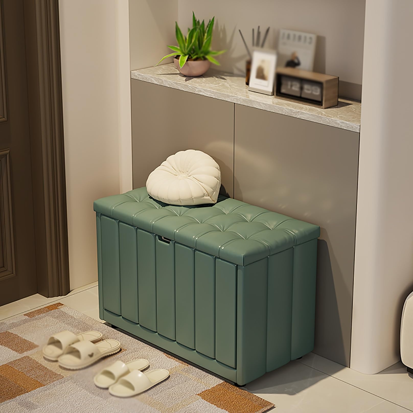 Banc de rangement à chaussures pour entrée coffre ottoman