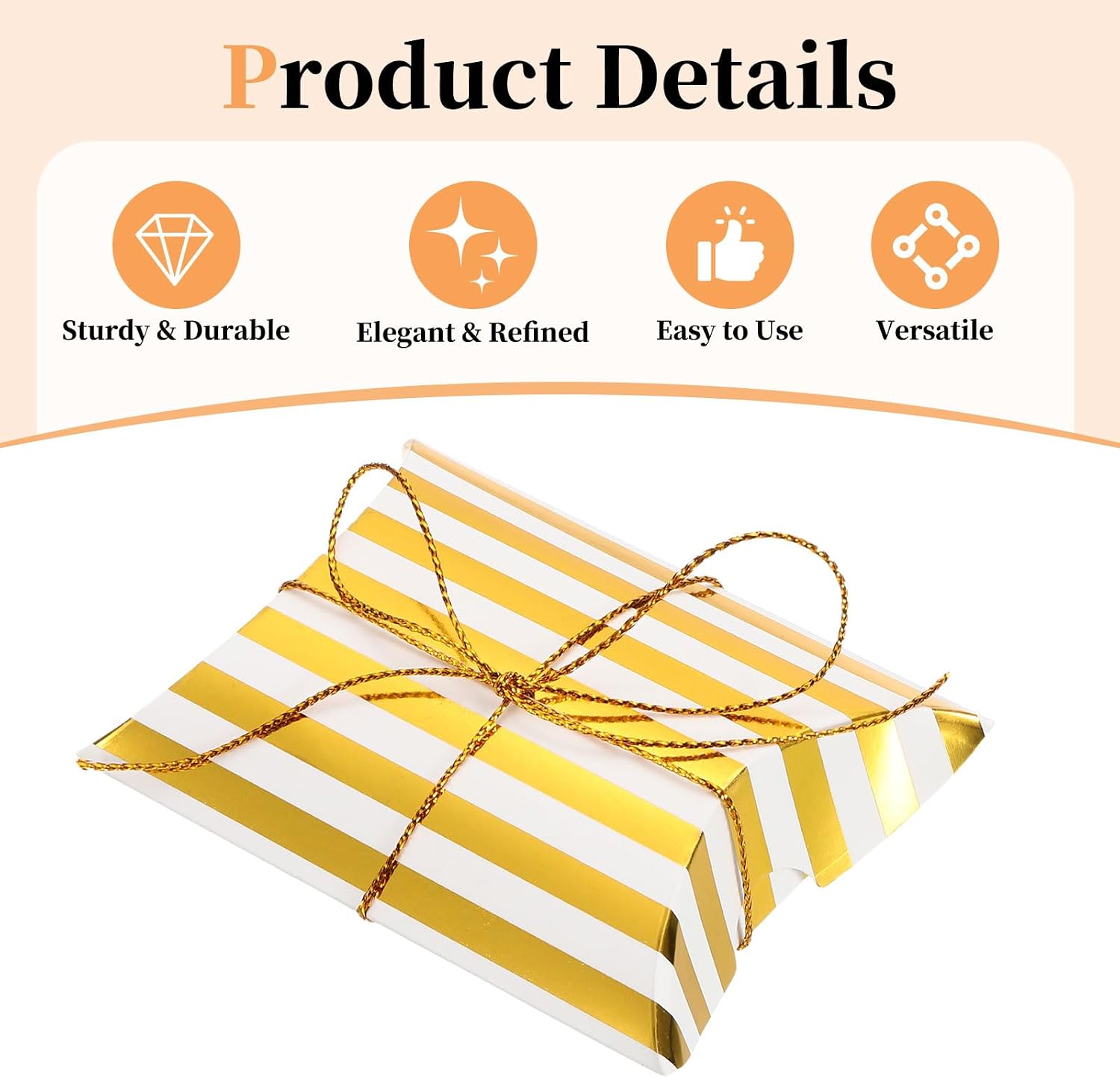 PATIKIL Pillow Gift Boxes (3.6x2.6x1 Gold Foil Stripe) (10Pcs) Mini Pillow image 3
