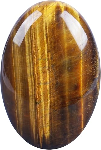 Natural Tiger's Eye Oval Polished Worry Stones, Healing Crystal Indoor Fountain Stones Massage Energy Anxiety Relief Items