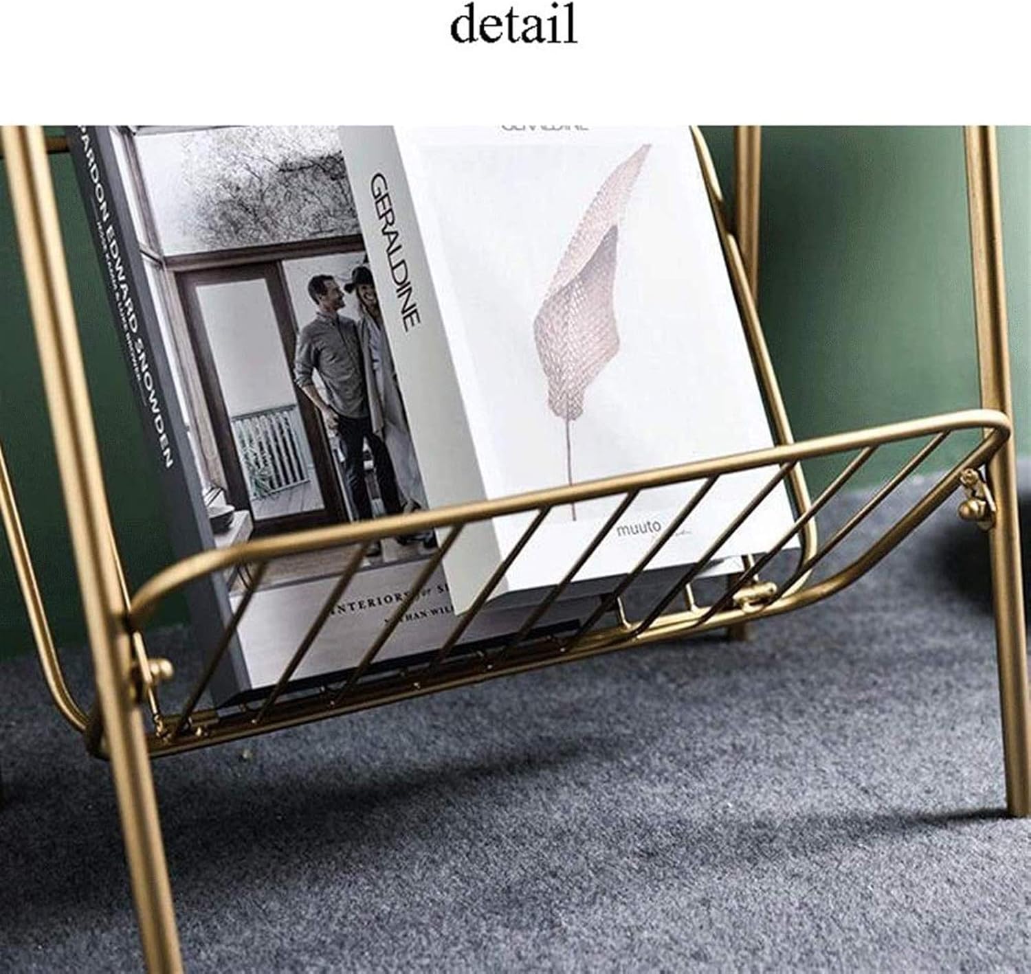 Standing Magazine Stand Nordic Style Hand-Made Small Coffee Table Magazine Box Iron Side Table for Waiting Room and Office Office and Tradeshow Displa (Color : Gold Size : 40×26.5×60)