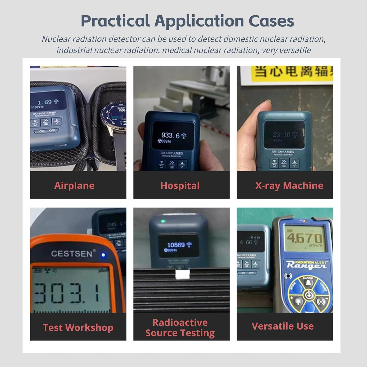 Counter Nuclear Radiation Detector, Electromagnetic Radiation Dosimeter Alpha Beta Gamma X ray Detection Meter, Portable Dose Alarm EMF Tester with LCD Display