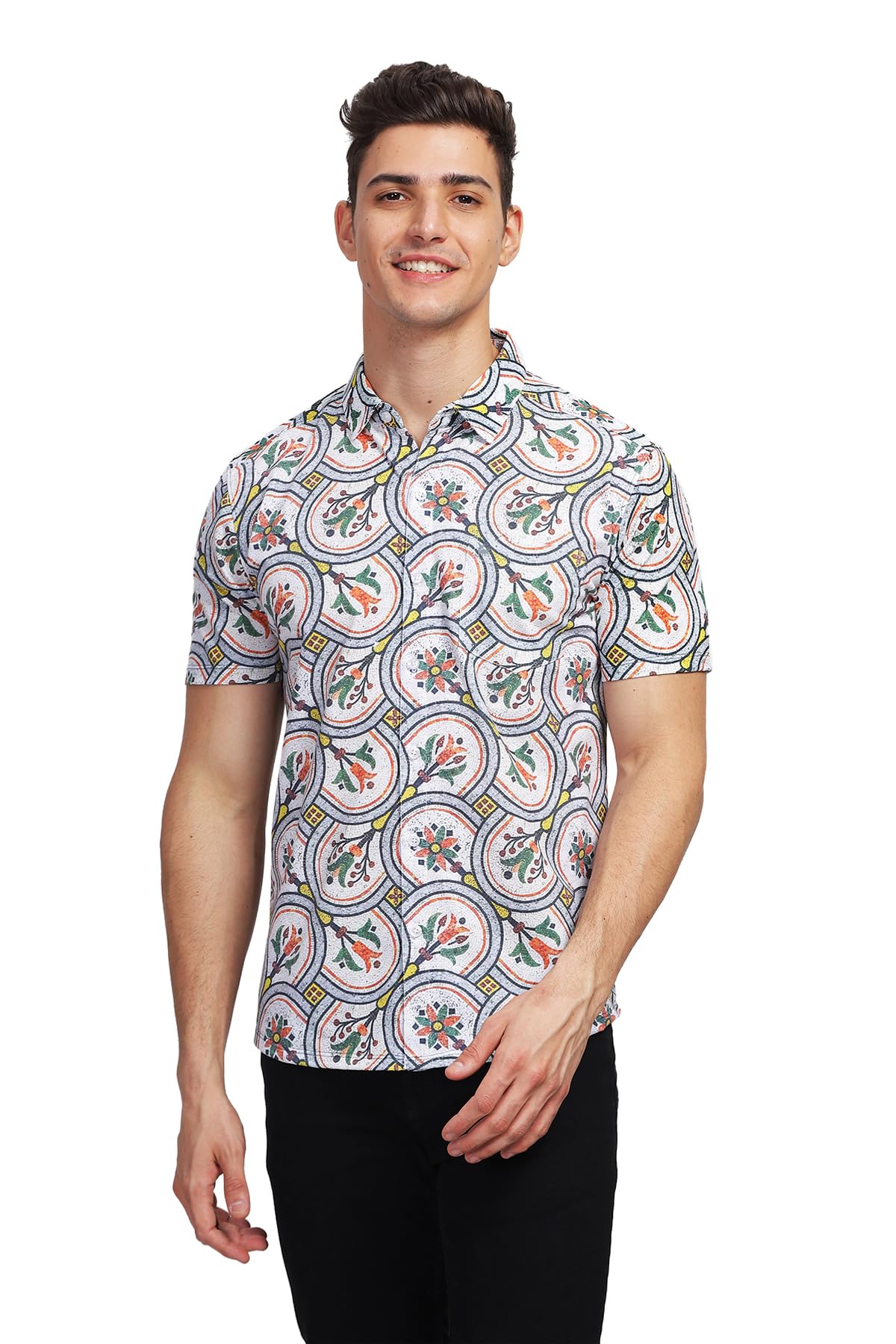 - BULLMER Trendy Regular Fit Printed Causal Shirt for Men