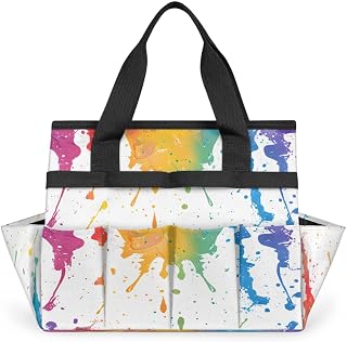 Graffiti Garden Tool Bag Organizer Heavy Duty Watercolor Gardening Tote Bag with 10 Pockets for Women Men Gardening Gifts