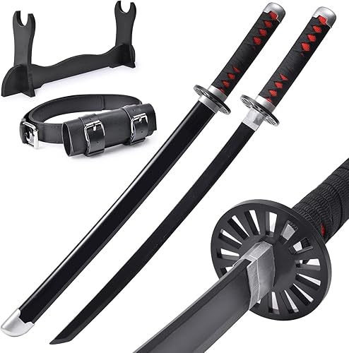 Demon Slayer - Espada para niños de 31 pulgadas, hoja de bambú con cinturón y soporte de espada, espada de anime de textura original, Katana Demon