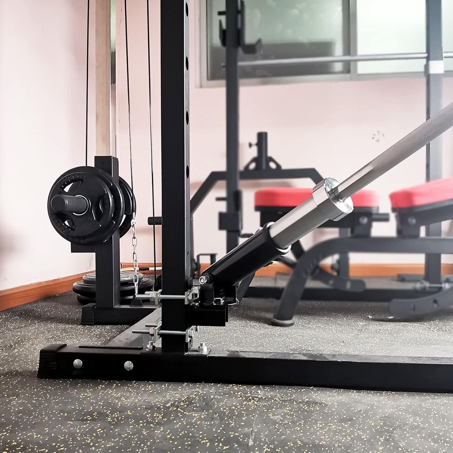 BLUSLM T Bar Row Platform Landmine Attachments for Squate Rack or Wall Mount Fits 2-inch Barbell, Landmine Base Gym Equipment, Power Cage Landmine for Almost of Power Rack