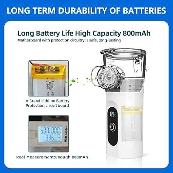 Portable Nebuliser Machine for Adults and Kids, Handheld Nebuliser Inhaler with Digital Display, Spray Nebuliser with Charging Function and Automatic Cleaning Functions Suit for Home and Travel
