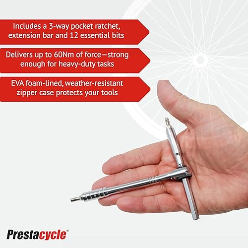 Miniatura 3 de Prestacycle Pro Ratcheting - Juego de herramientas de mango en T de 60 Nm, trinquete de mango en T de 60 Nm con juego de puntas hexagonales de 14