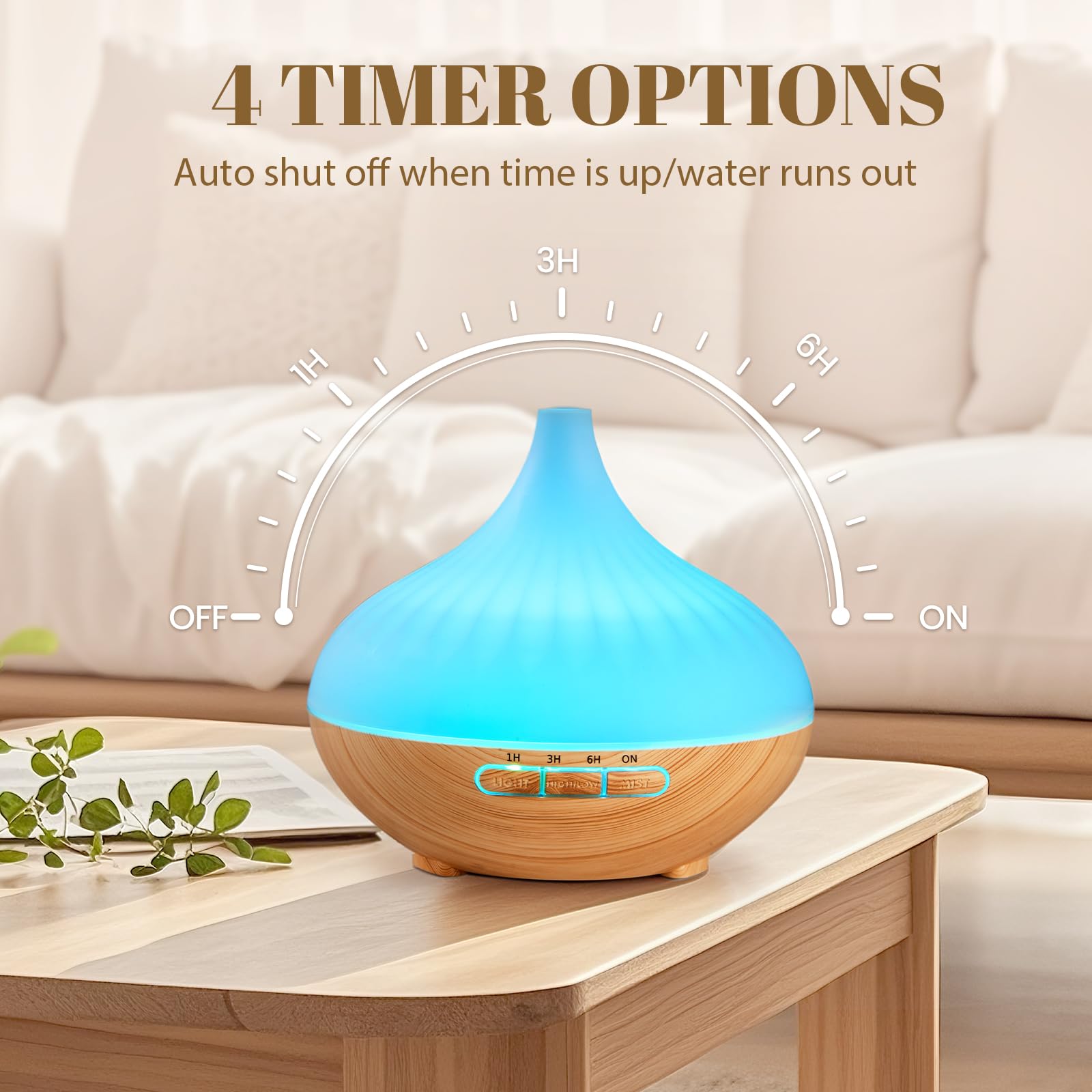 AESHORY 500ml Aroma Diffuser Mit 12 x 5ml Ätherische Öle, Ultraschall Aromatherapie Diffuser Luftbefeuchter, 7 Farbigem LED Licht, 4 Timer, Fernbedienung