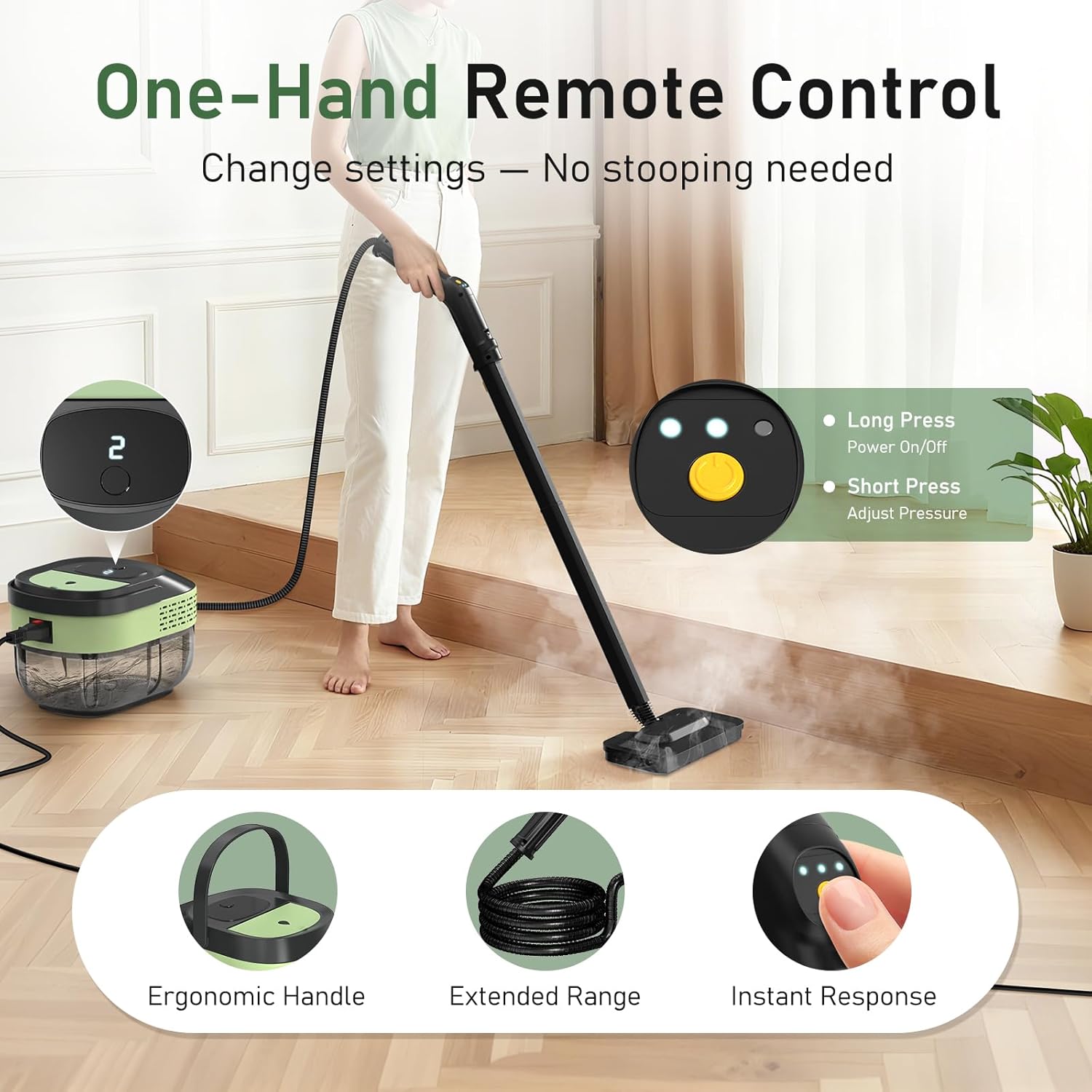 14 IN 1 Steam Mop Cleaner, 1.6L Detachable Handheld Steam Cleaner with 37 Accessories, 2500W Multipurpose Steamer Cleaning for Home,Floors,Tile,Grout,Upholstery,Carpet,Car,15S Fast Heat-Up