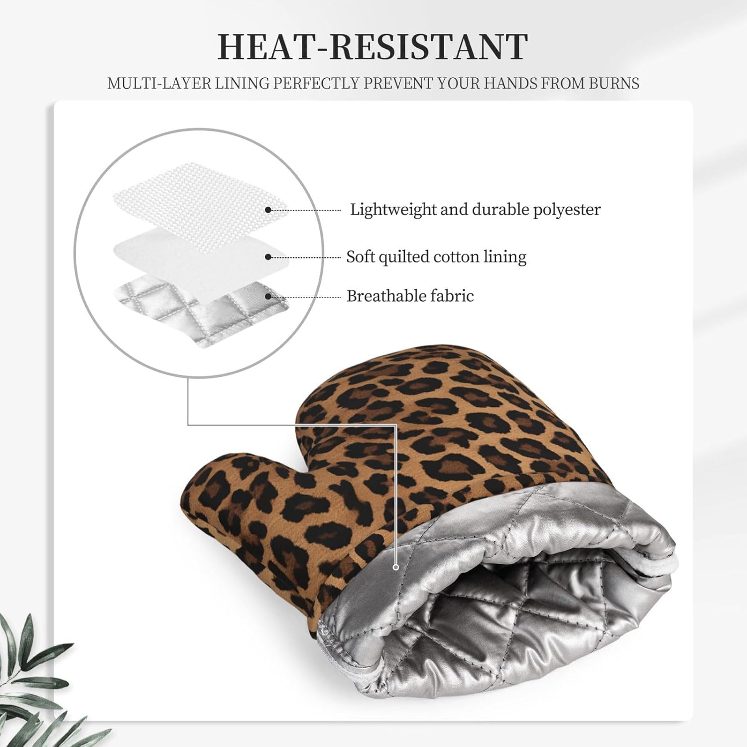 Wild Leopard Animal Oven Mitts and Pot Holders Set of 4 Heat Resistant Kitchen Gloves with Silicone Palm Hot Pads for Baking Cooking Grilling BBQ