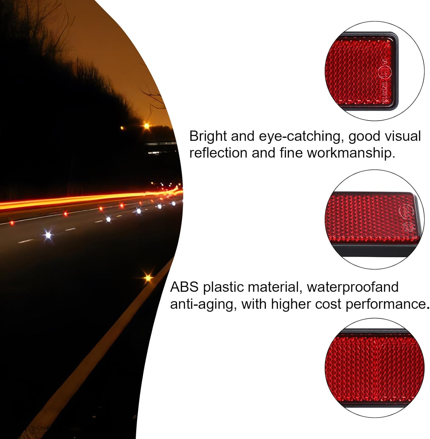 10 Pack Red Self Adhesive Rectangle Reflectors, E11 Approval Road Safety Stick-on Rear Reflectors for Mailboxes Driveway Trailer Caravan Truck Lorry or Agricultural Machines Tunnels