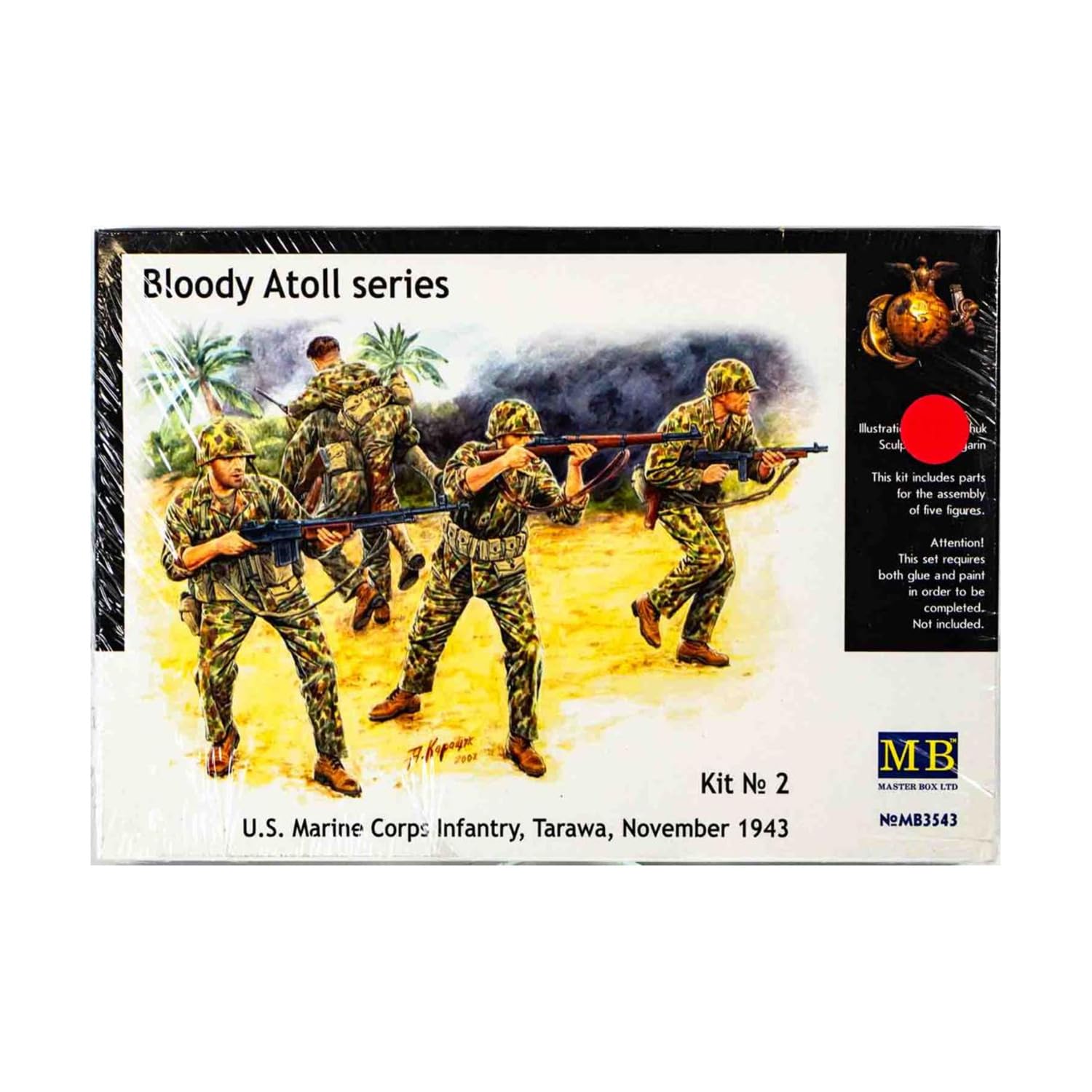 Masterbox 1/35 Scale USMC Infantry Tarawa 1943 Plastic Model Kit - 5 Figure Set