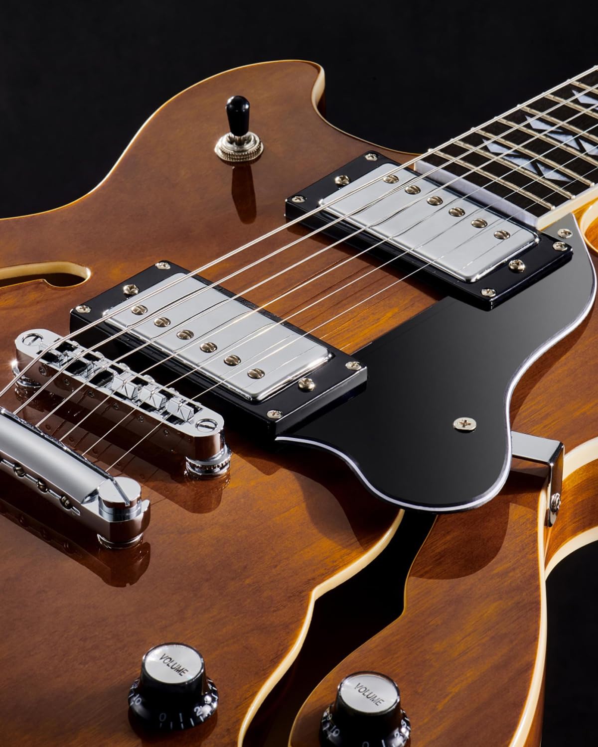WestCreek 333 E-Gitarre mit 6 Saiten, Semi Hollow Body Jazz E-Gitarre, Alnico Humbucker Pickups, Roosewood Griffbrett, Rounded End Jumbo Frets, Full (Bernstein)
