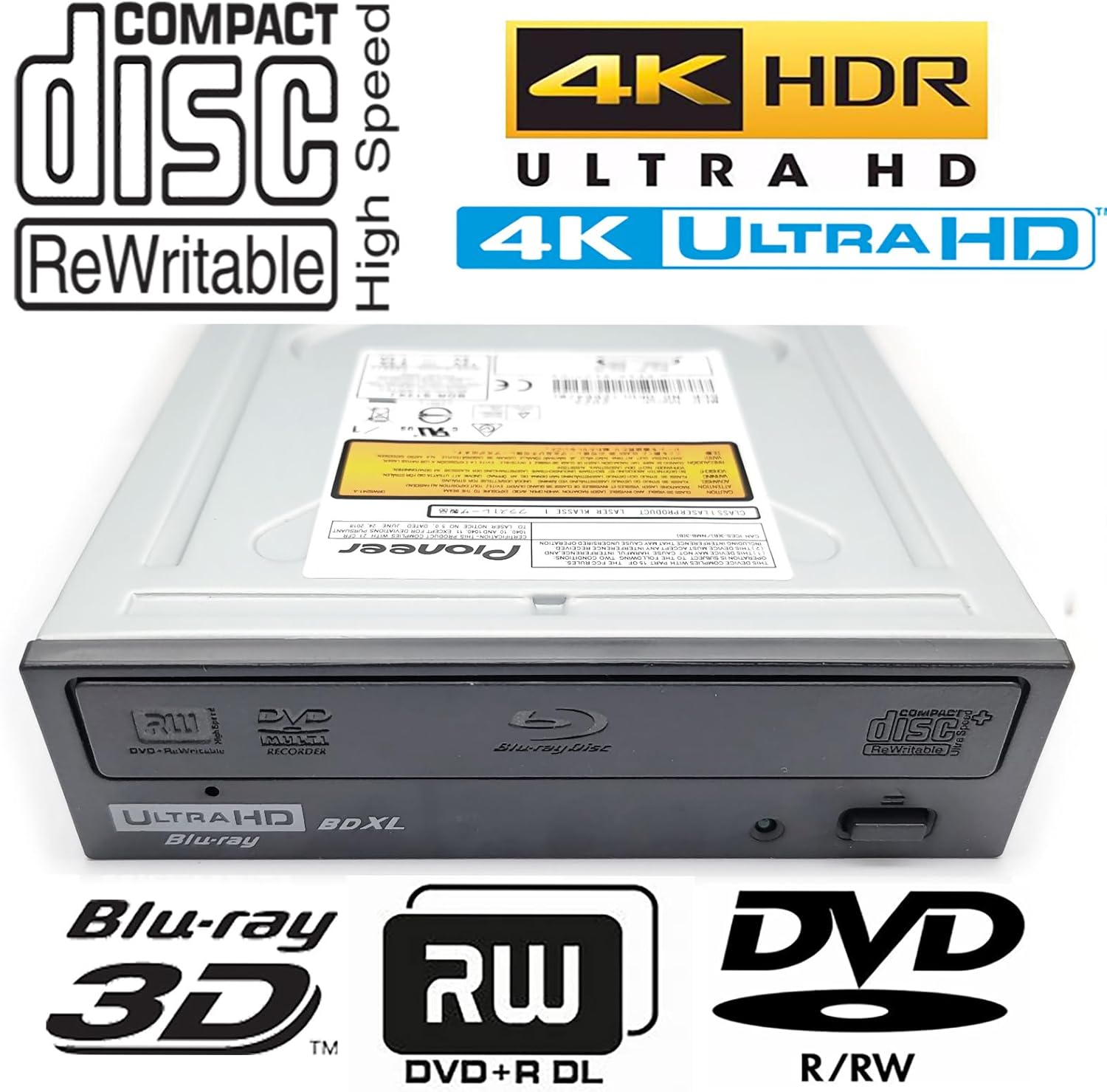 Tower Computer 4K Ultra HD Blu-ray Movies Disc Players BDXL Burner, for Pioneer BDR-211UBK BDR-211EBK, Super Multi 16X BD-RE TL QL DVD+R/RW DL CD-RW Writer Internal Optical Drive Replacement
