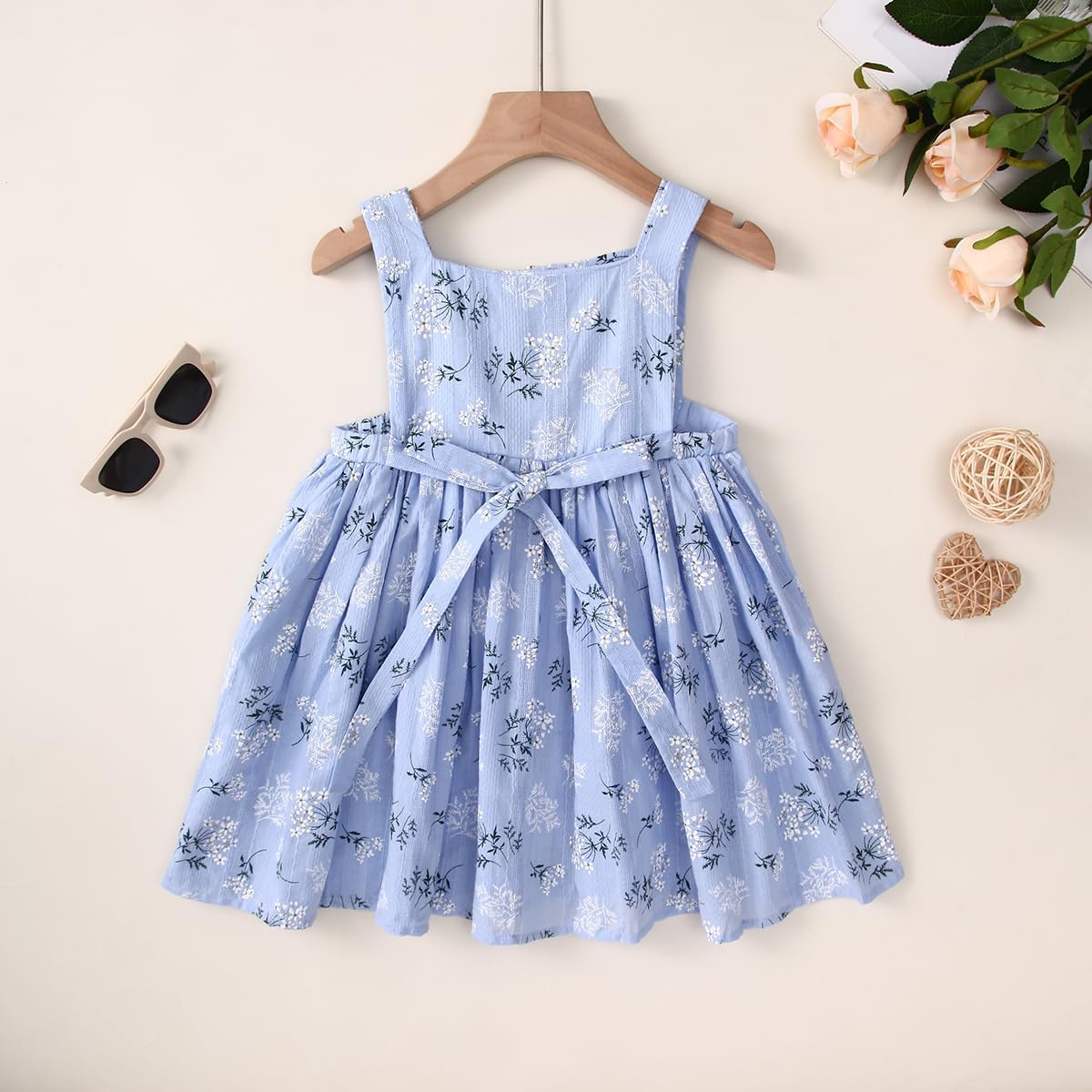 Toddler Girl Cotton Linen Summer Dress Suspender Sleeveless Button Beach Girls Sundress - Image 7