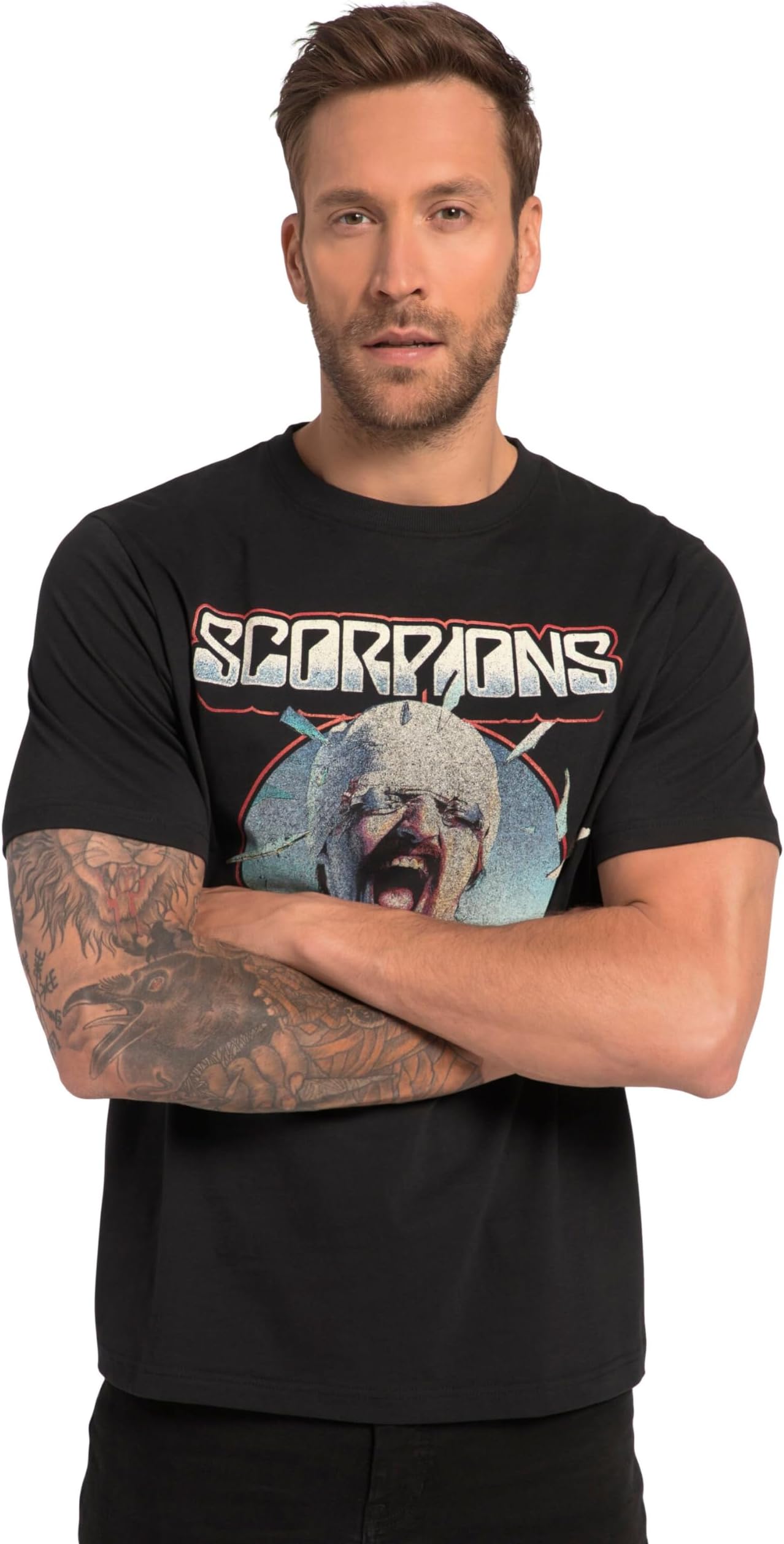 JP 1880 Menswear Big & Tall Plus Size L-8XL T-Shirt, Band Shirt, Scorpions, Short Sleeve 818525