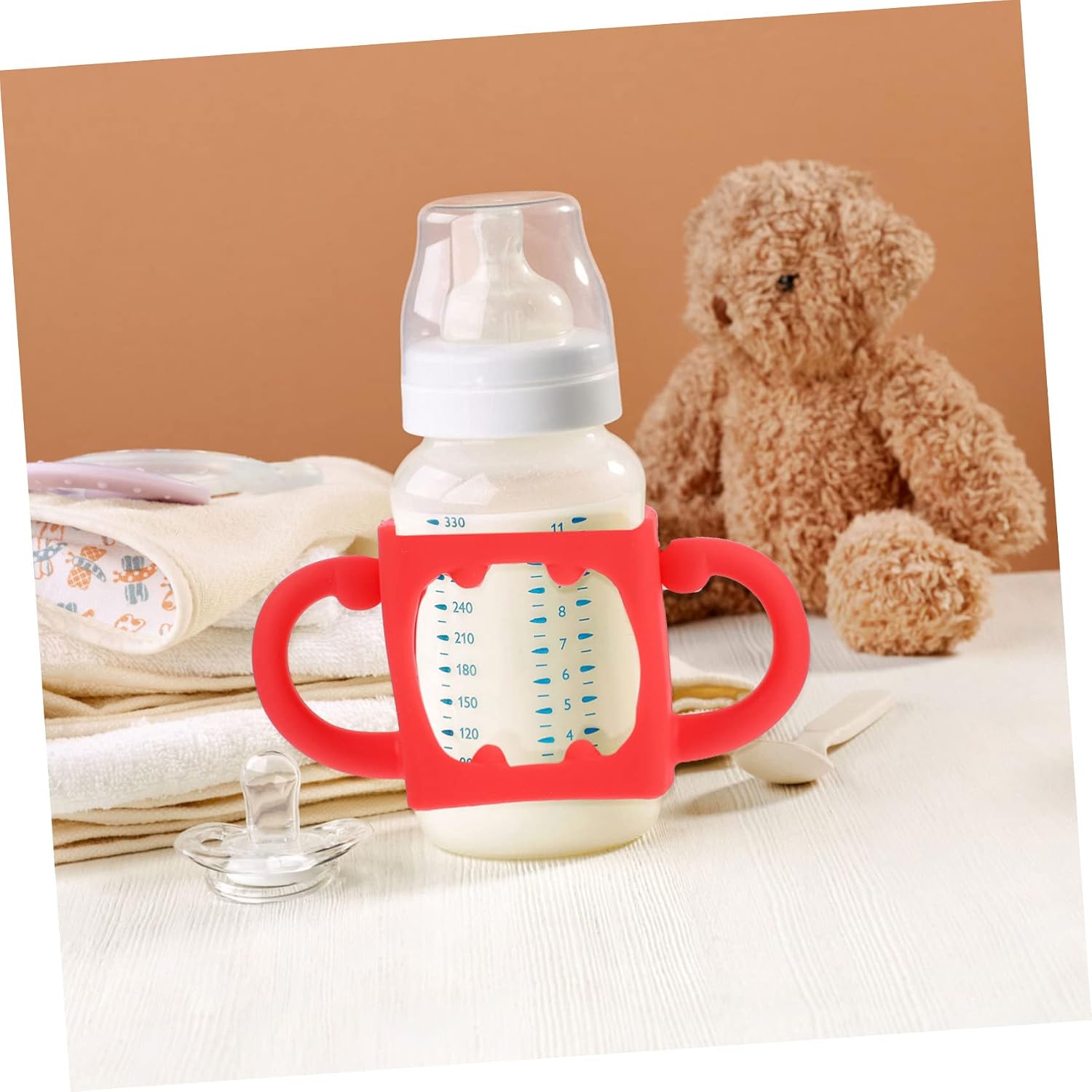 1Pc Non Slip Silicone Bottle Handle Grip for Wide Mouth Nursing Bottles Durable Milk Feeder Accessories Easy to Attach and Clean for Gripping Milestones