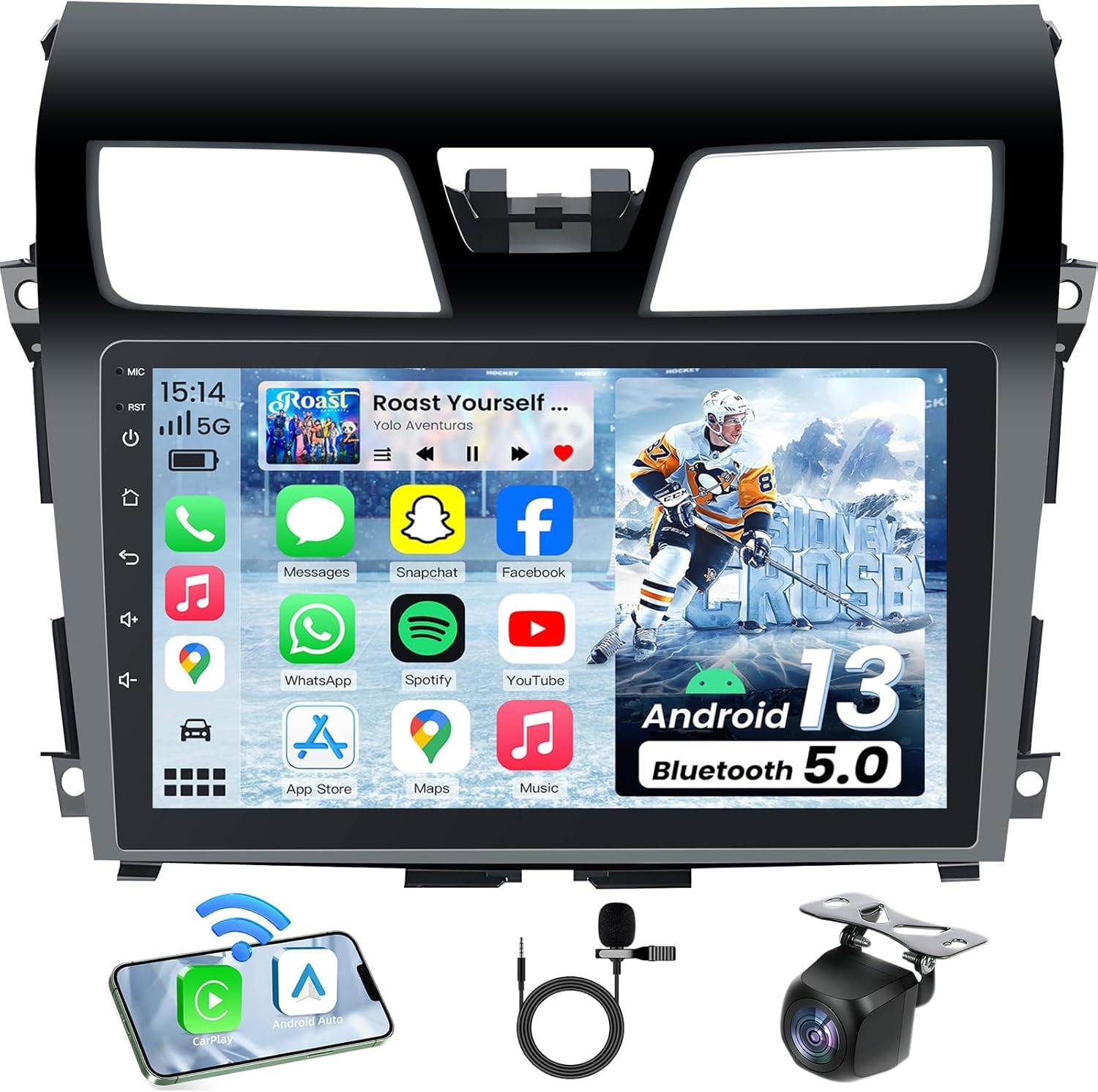 4 Core+64GB ROM Car Radio Stereo for Nissan Altima 2013-2015: 10.1 Inch 1280 * 800 IPS Touchscreen Upgrade Wired/Wireless Carplay & Android Auto Bluetooth 5G WiFi GPS FM 1080P Backup Camera SWC