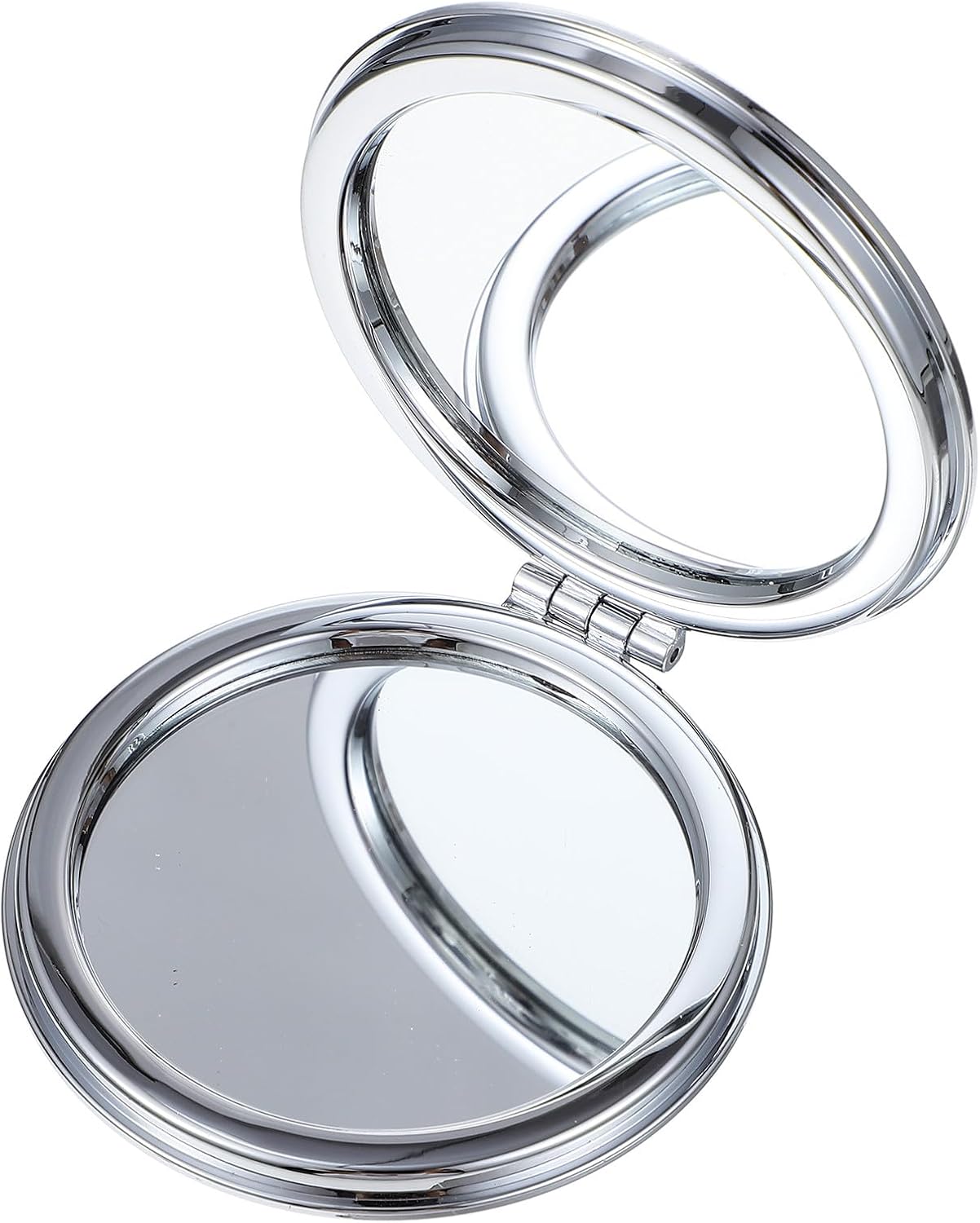 VICASKY Portable Folding Round Mini Makeup Mirror with Wear-Resistant Surface, Dual-Sided Handheld Compact Mirror for Travel and Daily Use