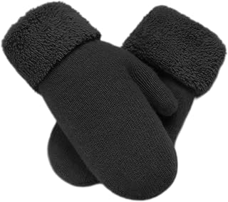 INOGIH Women's Winter Warm Mittens - Thick Crochet Cable Knit Gloves with Soft Fleece Lining for Cold Weather