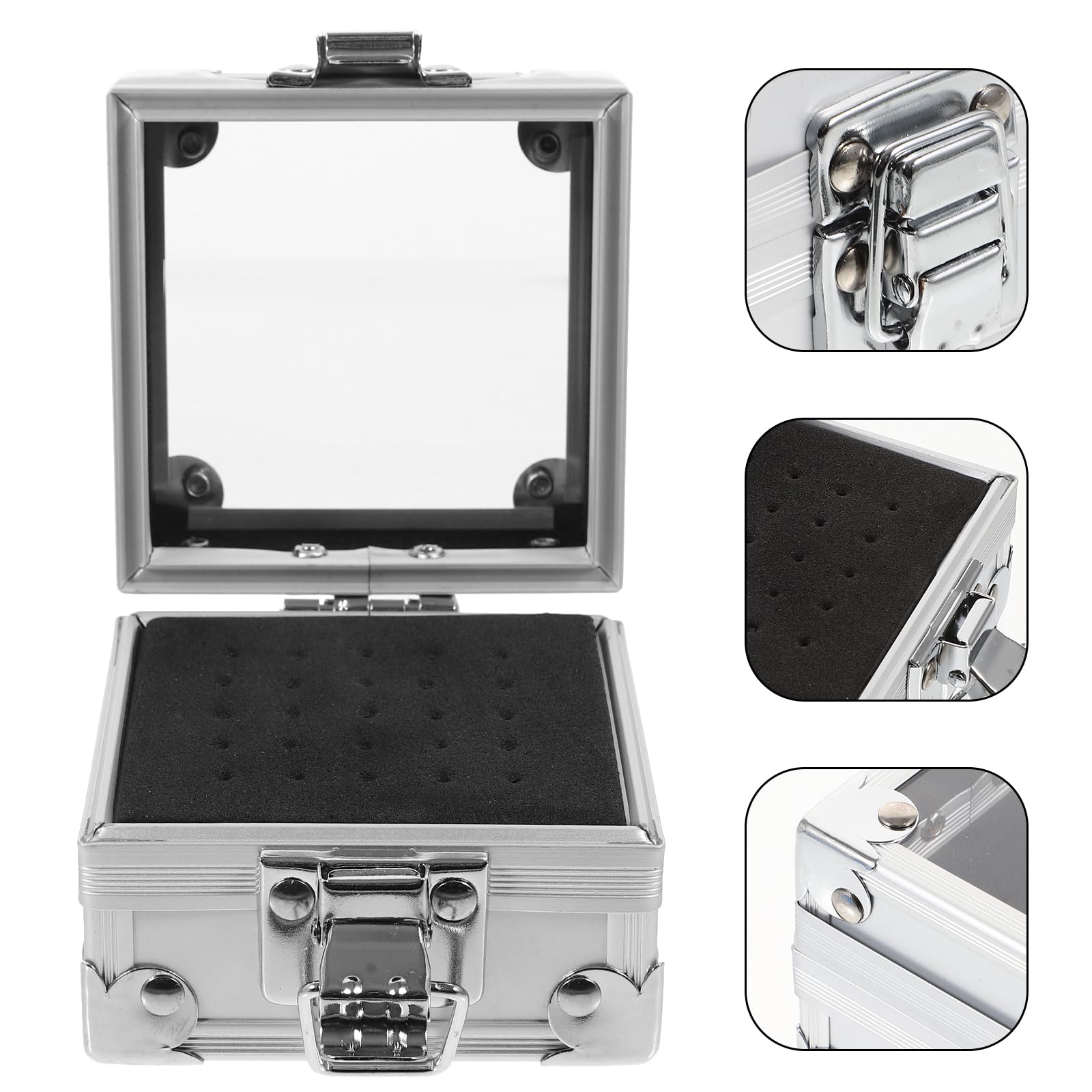 FOMIYES Zinc Alloy Nail Drill Bits Storage Box 3.07X2.95X2.36 Inch Dustproof Manicure Polishing Heads Organizer Compact Case for Travel Desktop - Image 3