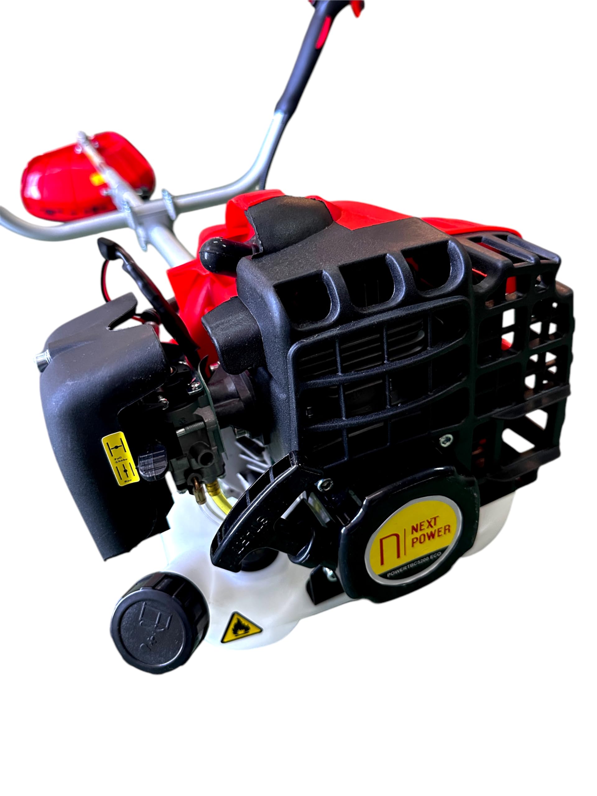 Desbrozadora de Gasolina de 52cc y 3cv, Motor 2 Tiempos, con 7 Accesorios Intercambiables, Arnés y Barra Divisible, 7 en 1