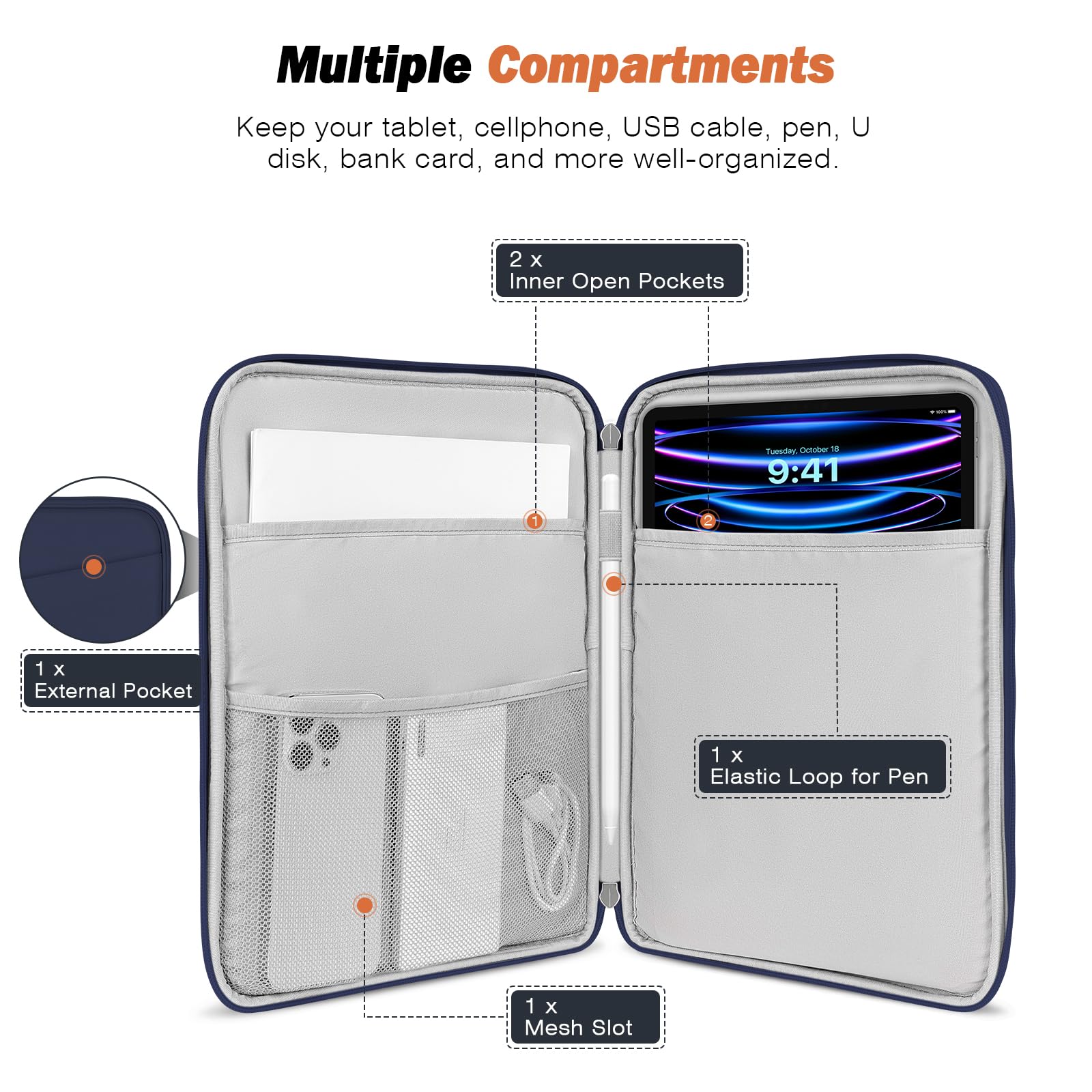 MoKo 12.9 Inch Puffy Tablet Sleeve Bag For IPad Pro 12.9 Inch, New IPad Air/Pro 13 Inch 2024, Tab S8/S9 Plus 12.4,Quilted Puffer Pillow Case With Shoulder Strap,Sling Crossbody Bag For