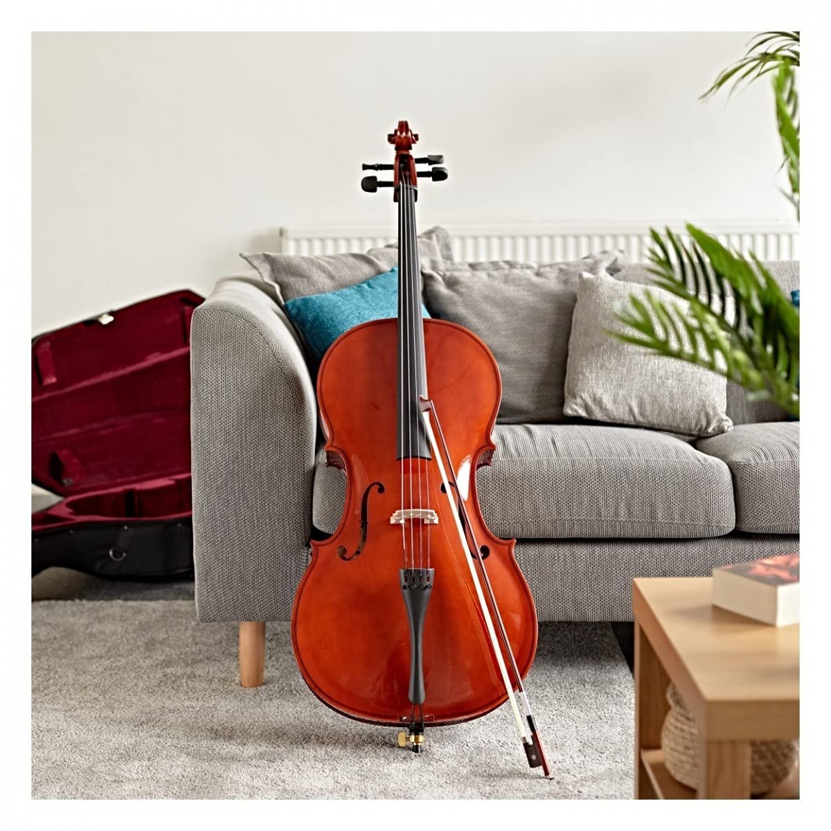 4/4 Größe Cello Beginner Pack von Gear4music mit Etui Bogen und Ständer