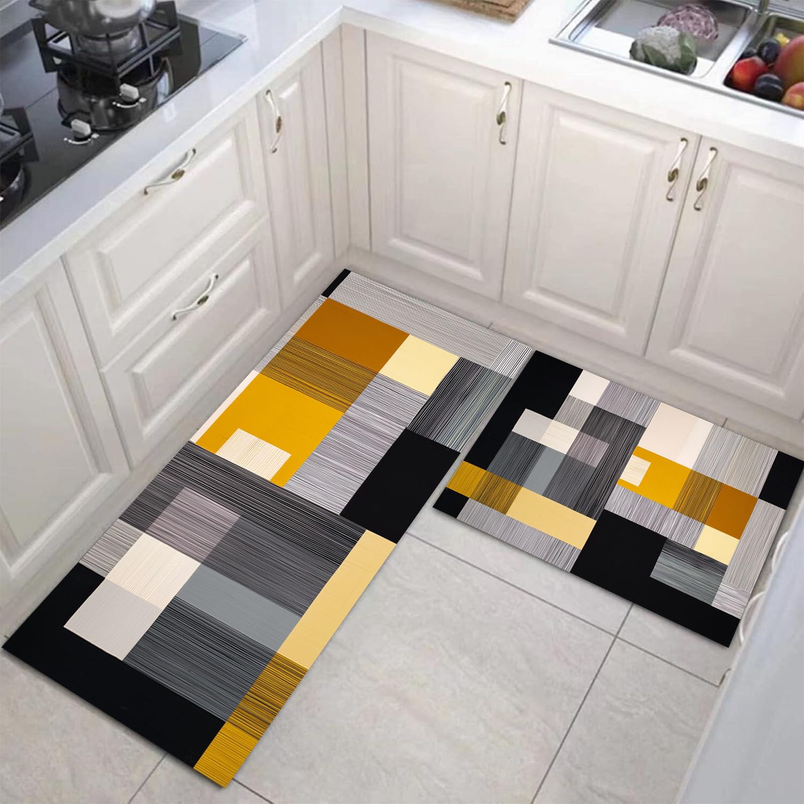 Alfombrillas de cocina JEDTAKCT grises juego de 2 piezas lavables y antideslizantes para el hogar
