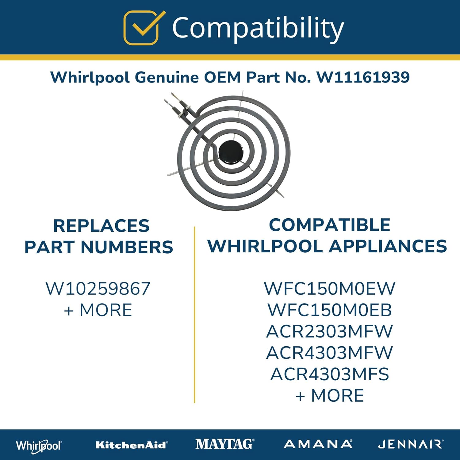 Whirlpool W11161939 Range 8 Inch Surface Element