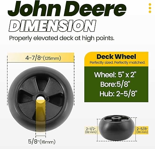 Miniatura 3 de KUAFU Juego de 4 ruedas de cubierta de 38 pulgadas, 42 pulgadas, 48 pulgadas, 54 pulgadas, compatible con John Deere AM125172 AM133602 AM116299