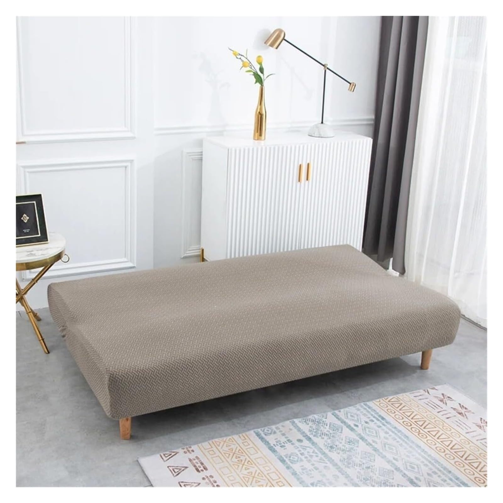 Funda de sofá sin Brazos de Sarga Jacquard, Funda de sofá elástica for Banco de futón, Funda de sofá Resistente a los arañazos for Sala de Estar de Hotel, Lavable a máquina