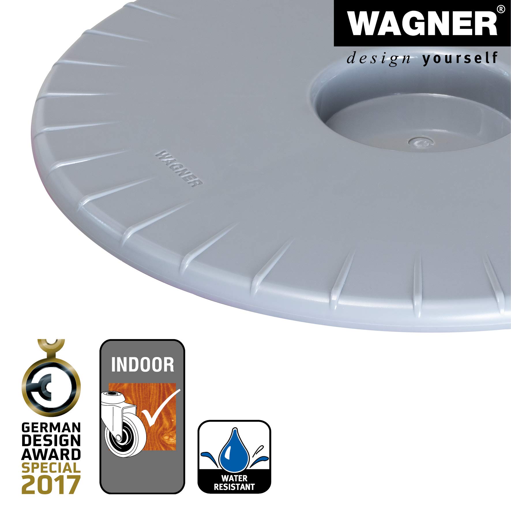 Wagner Ultra FLAT 20045001 wałek do roślin o wymiarach 30 x 3 cm, do użytku w pomieszczeniach z lekkimi łożyskami kulkowymi, wyjątkowo płaski wałek z tworzywa sztucznego ABS, srebrno-szary, odporny na