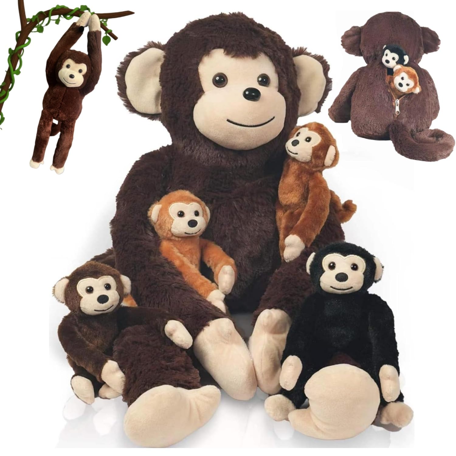 Amazon.co.jp: Youthfuljive モンキーぬいぐるみ5点セット ママと