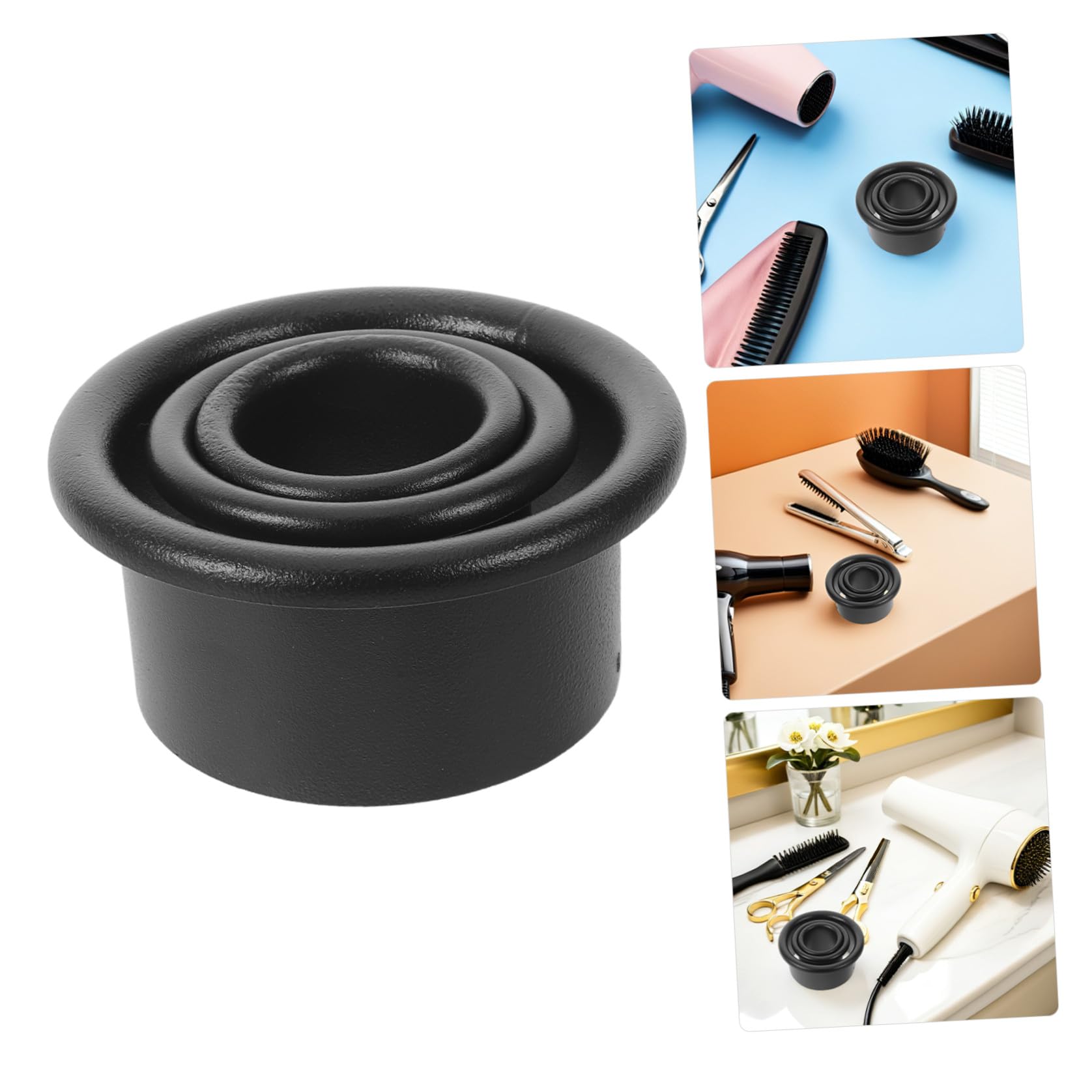 Artibetter Soporte para Secador de Pelo y Organizador para Accesorios de Peinado 6 Piezas de Acero Inoxidable Negro Soporte Estable para Tubo de Viento en Barbería o Mesa
