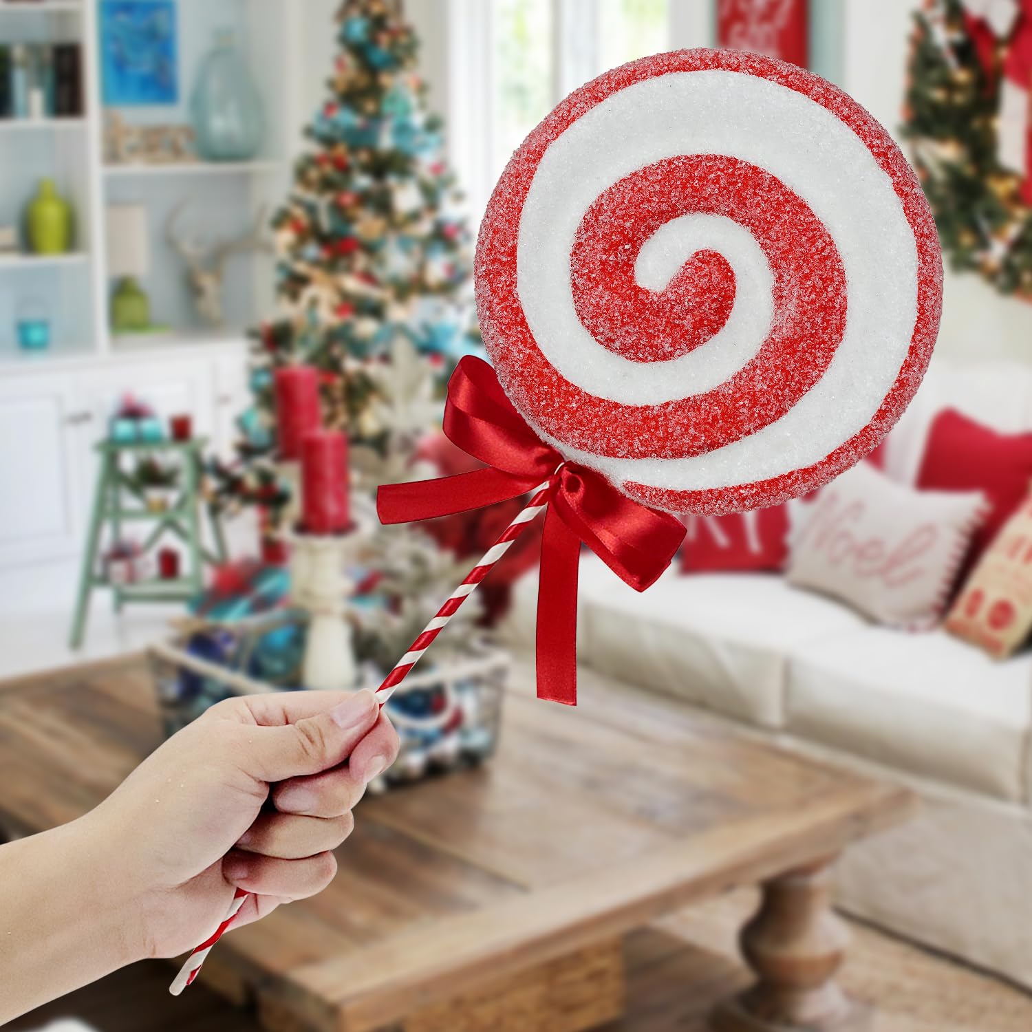Weihnachtsliche 3D-Pfefferminz-Lutscher-Lichter – 66 Cm, UL-zertifiziert, Wetterfest, Für Auffahrt & Garten, 5er-Set