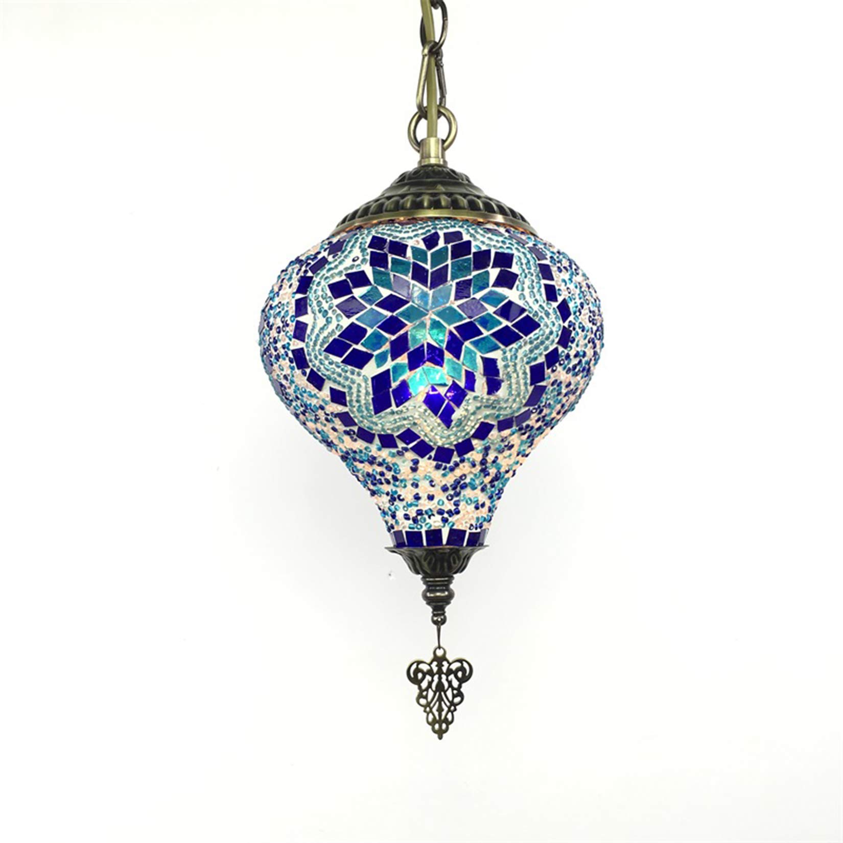 AIBOTYTurkish Moroccan Mosaic Pendant Lights Handmade Primary Color Glass Lampshade Single Head Vintage Pendant Lamp Hanging Lights for Restaurant,E