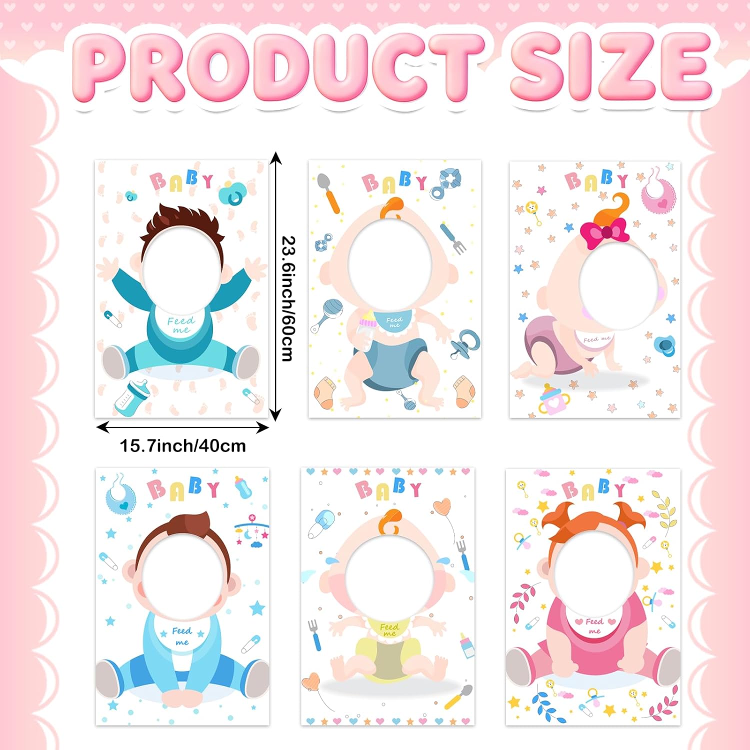 6 Pcs Baby Shower Games Feed Me Baby Shower Games,Game Party Background for Funny Bridal Party,Gender Reveal Game Supplies