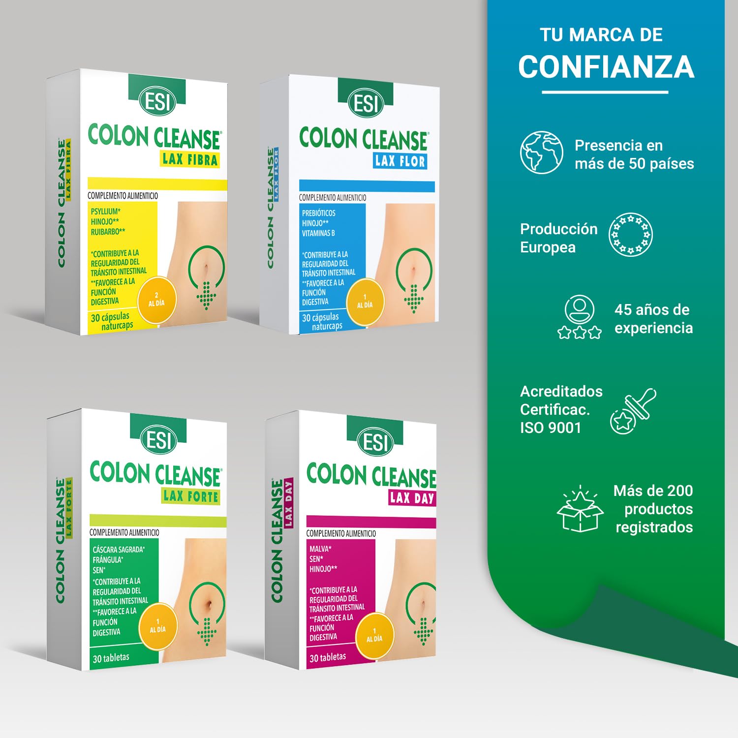 COLON CLEANSE LAX FLOR – Complemento con Fibra Prebiótica y Extractos Naturales – Frángula, Cáscara Sagrada, Sen y Malva – Contribuye al Tránsito Intestinal y Bienestar Digestivo