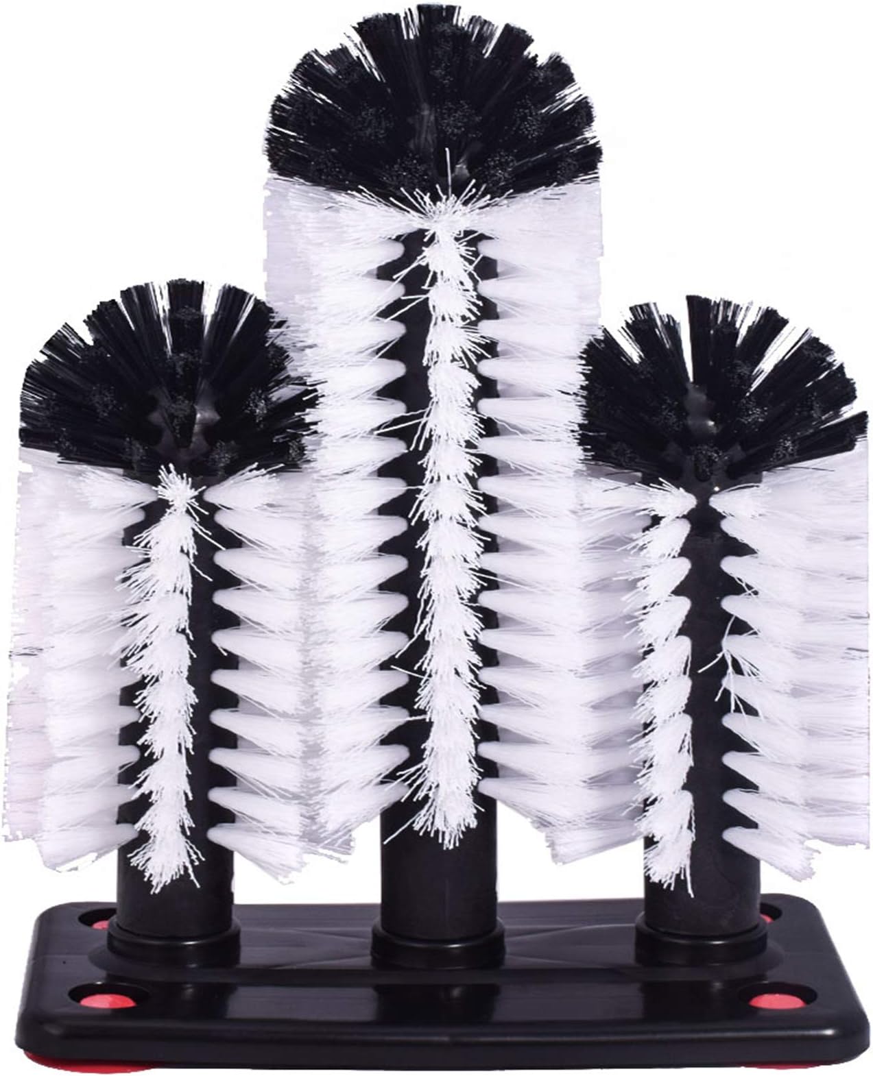 Water Bottle Cleaning Brush Glass Cup Washer with Suction Base 3 Head Bristle Brush for Beer Cup, Long Leg Cup, Red Wine Glass and More Bar Kitchen Sink Home Tools