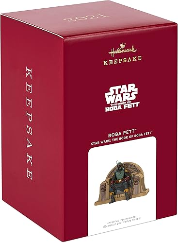 Miniatura 3 de Hallmark Keepsake Adorno de Navidad, resina, 2022, Star Wars The Mandalorian Boba Fett en el trono