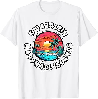 Kwajalein Marshall Islands Vintage Sunset Palm Trees Beach T-Shirt